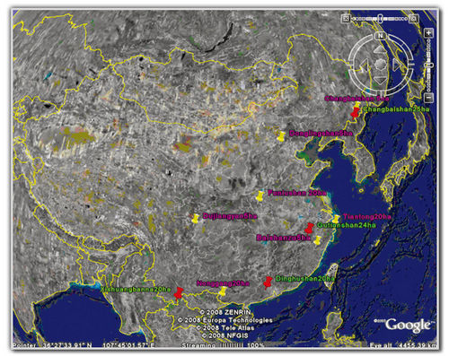 图一、中国生物多样性监测网络大样地分布图